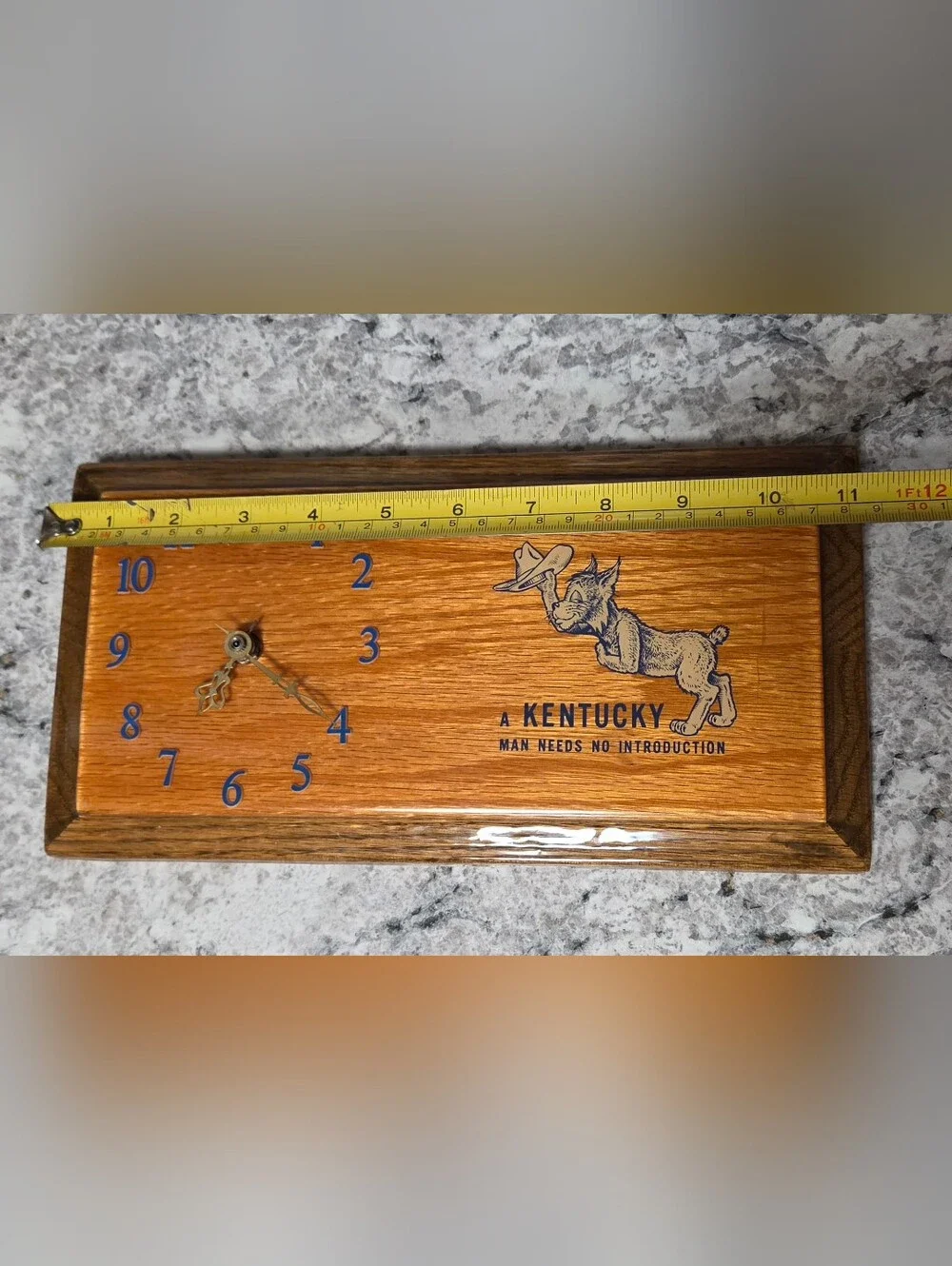 Vintage Kentucky Wildcats Wooden Wall Clock with Blue Numerals
